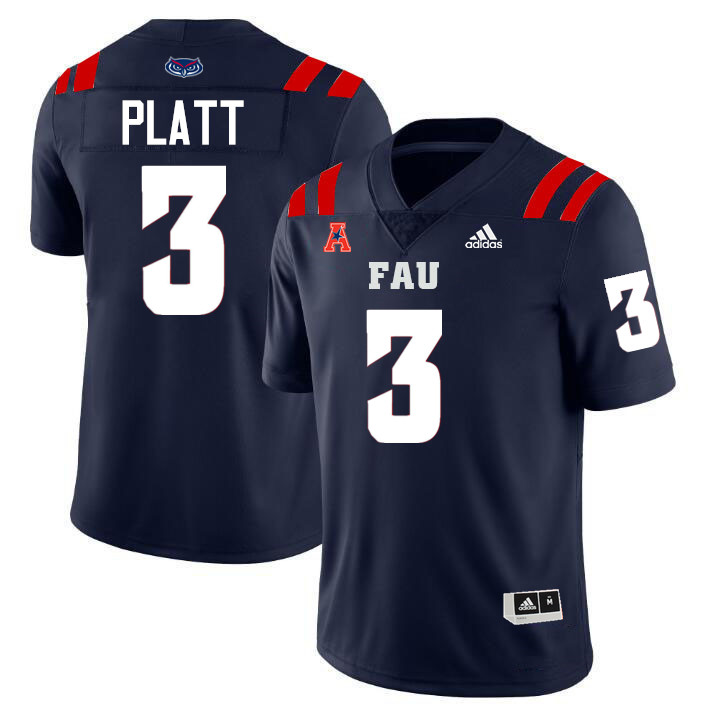 #3 Jayshon Platt FAU Jersey,Florida Atlantic Owls Football Jersey,Uniforms,Gears-Navy